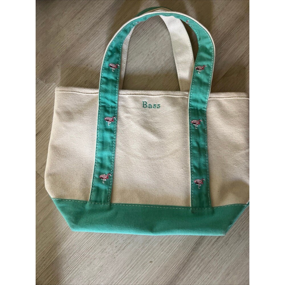 Bass Flamingo Canvas Tote Zip Closure Durable Fabric